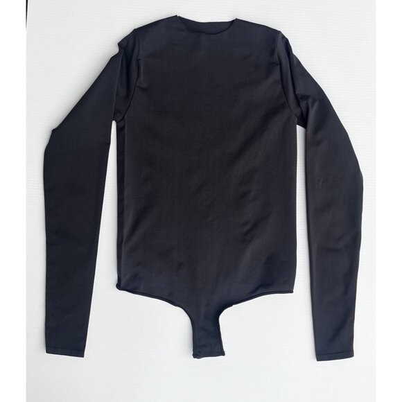 SKIMS Tops - SKIMS Long Sleeve Crewneck Smoothing Thong Bodysuit Size S/M Onyx (Black)